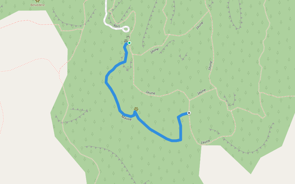 Mauve walking route map in La Roque-Sainte-Marguerite
