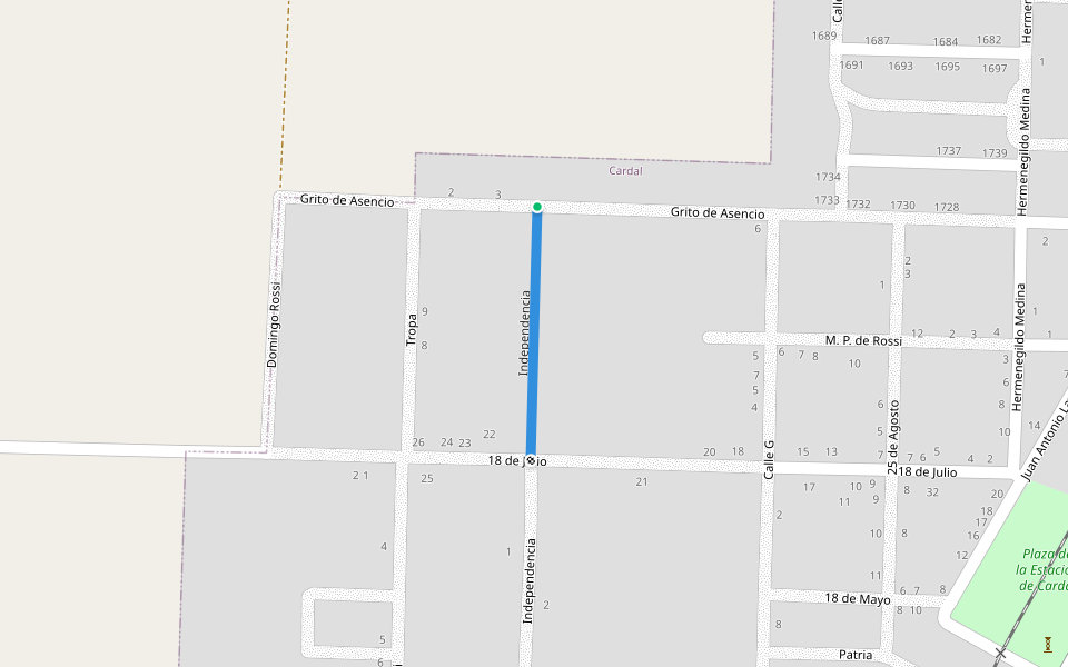 Independencia walking route map in Cerro Chato