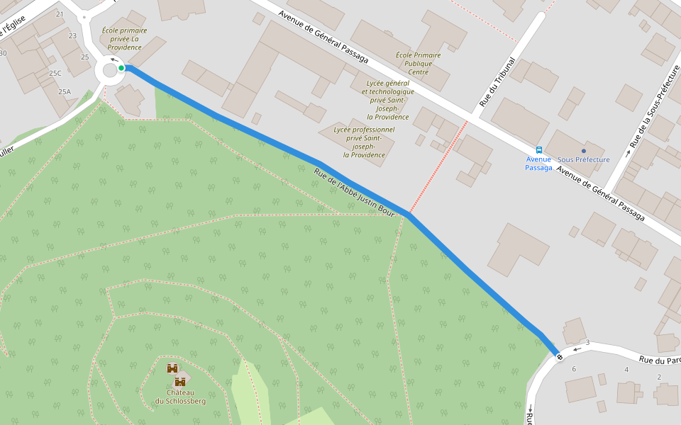 Rue de l'Abbé Justin Bour walking route map in Forbach