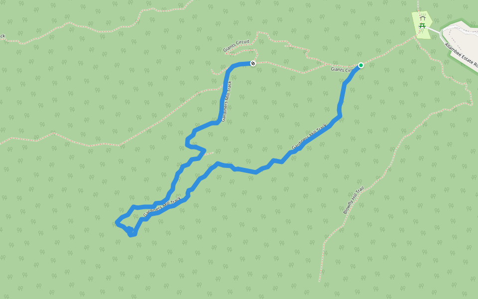 Gardiners Mill Track walking route map in Seaview