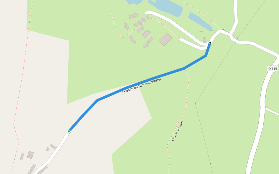 Chemin du Hameau Blestel walking route map in Tamerville