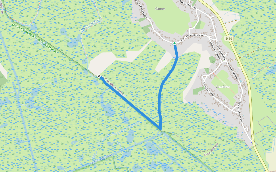 Chaussée Mouton walking route map in La Chapelle-des-Marais