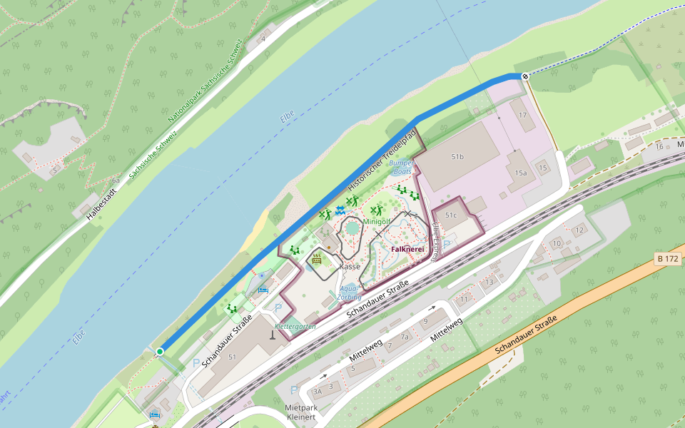 Historischer Treidelpfad walking route map in Königstein
