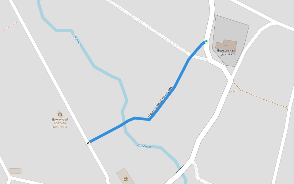 Пешеходный переулок walking route map in Novoselki