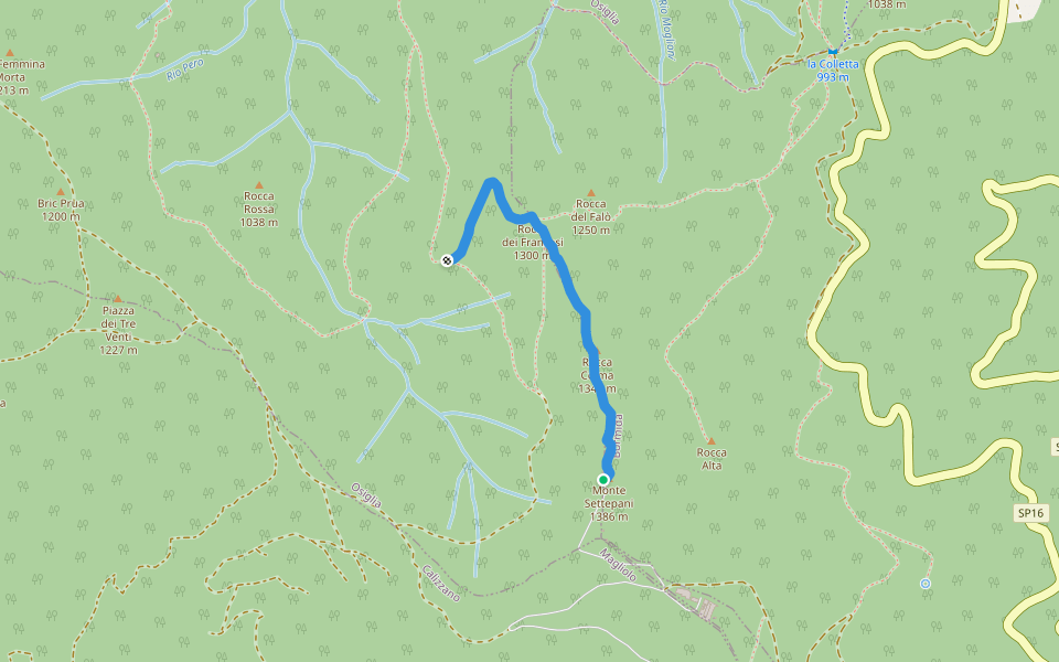 Rocca dei Francesi - Settepani walking route map in Osiglia