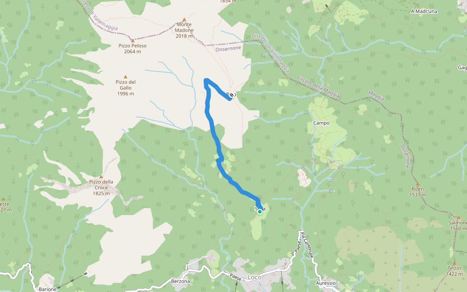Sella - Pino walking route map in Onsernone