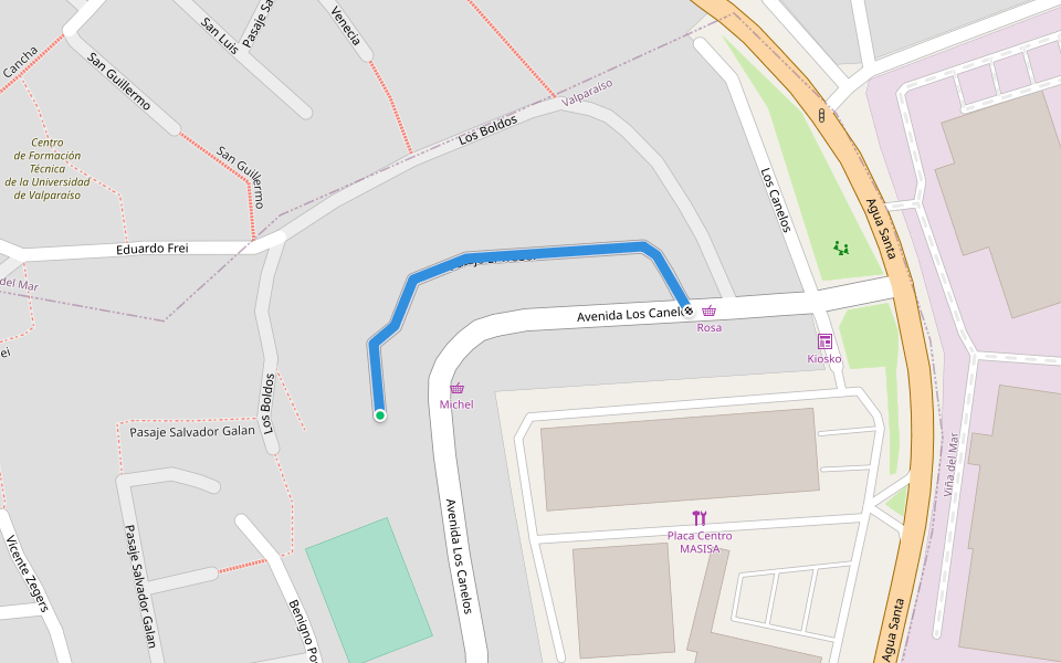 Pasaje El Trébol walking route map in Viña del Mar