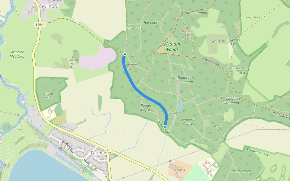 Broad Oak Ride walking route map in Cumnor
