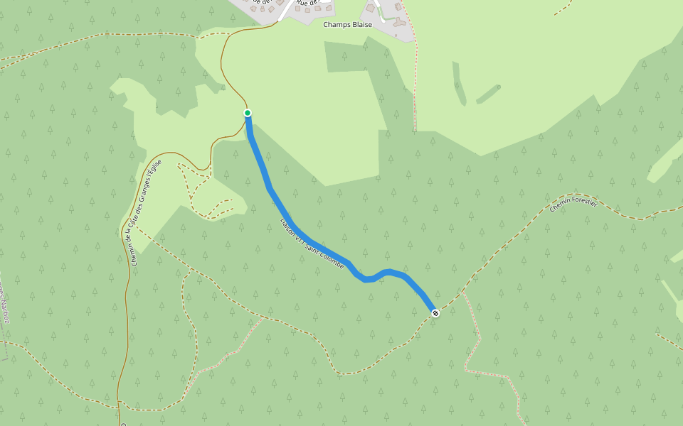 Liaison VTT Saint-Colombe walking route map in Granges-Narboz