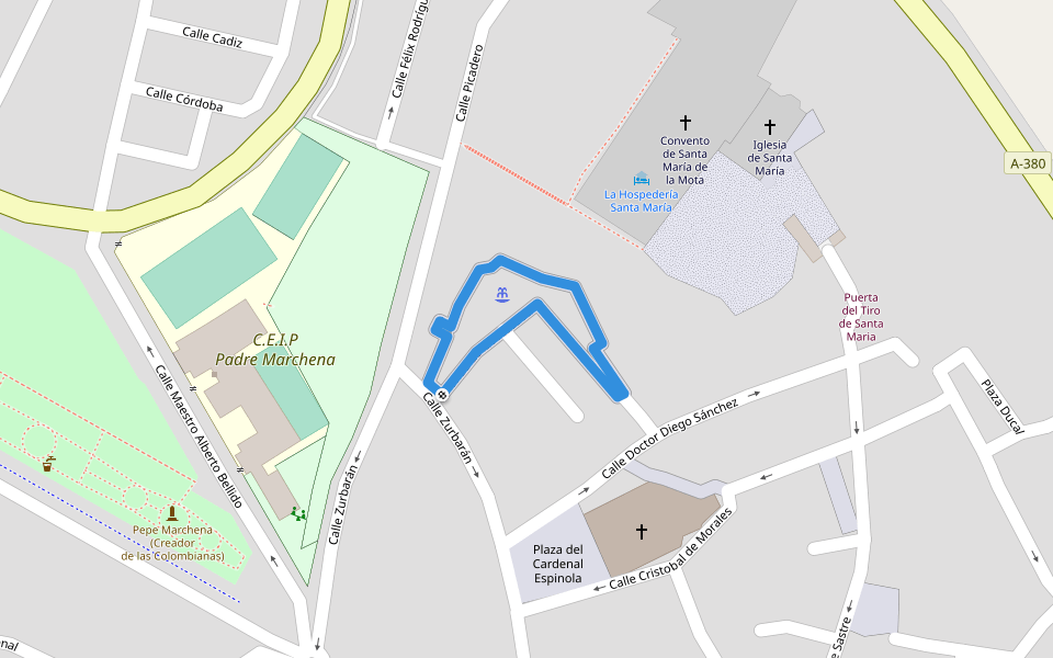 Ronda de la Alcazaba walking route map in Marchena