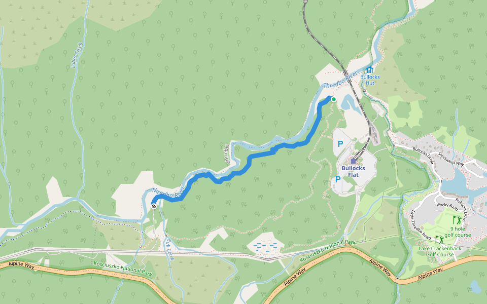 Bullocks Track walking route map in Bullocks Flat