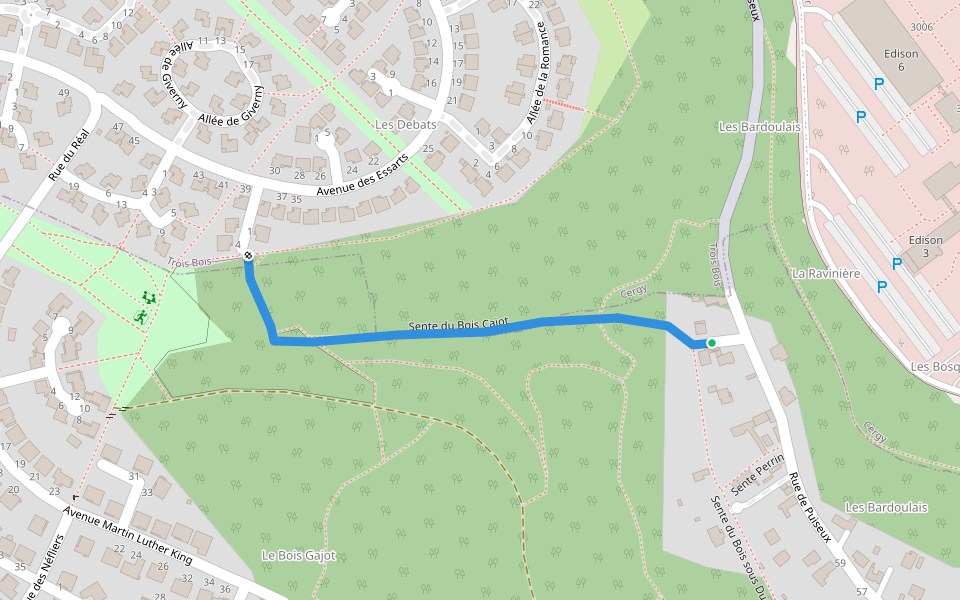 Sente du Bois Cajot walking route map in Vauréal