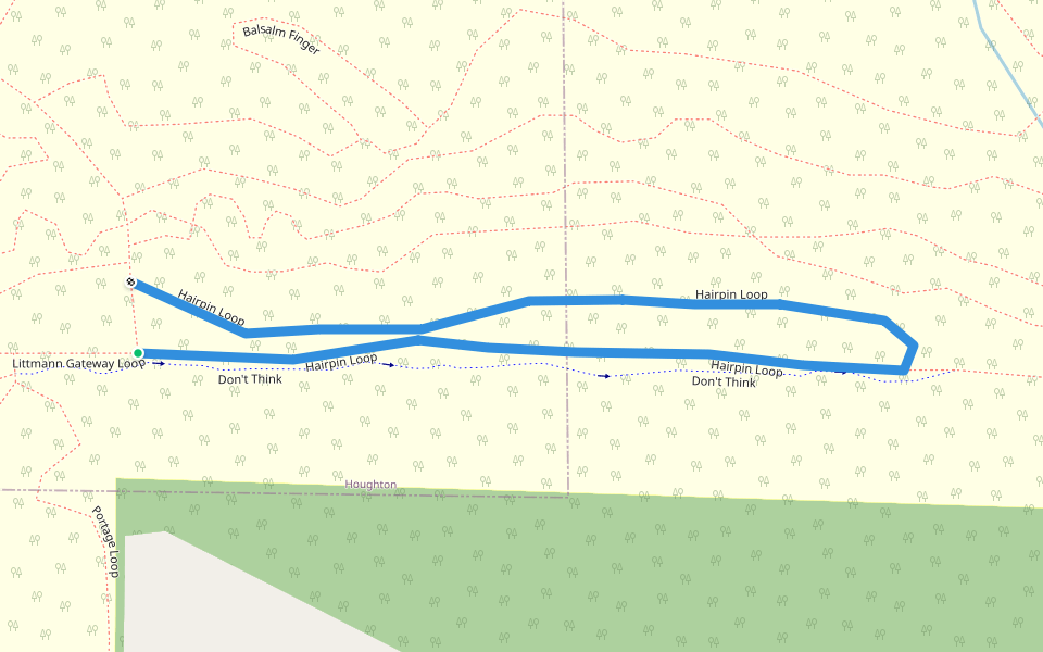 Hairpin Loop walking route map in Houghton