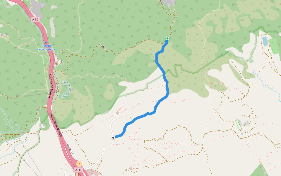 Toboganes walking route map in Murcia