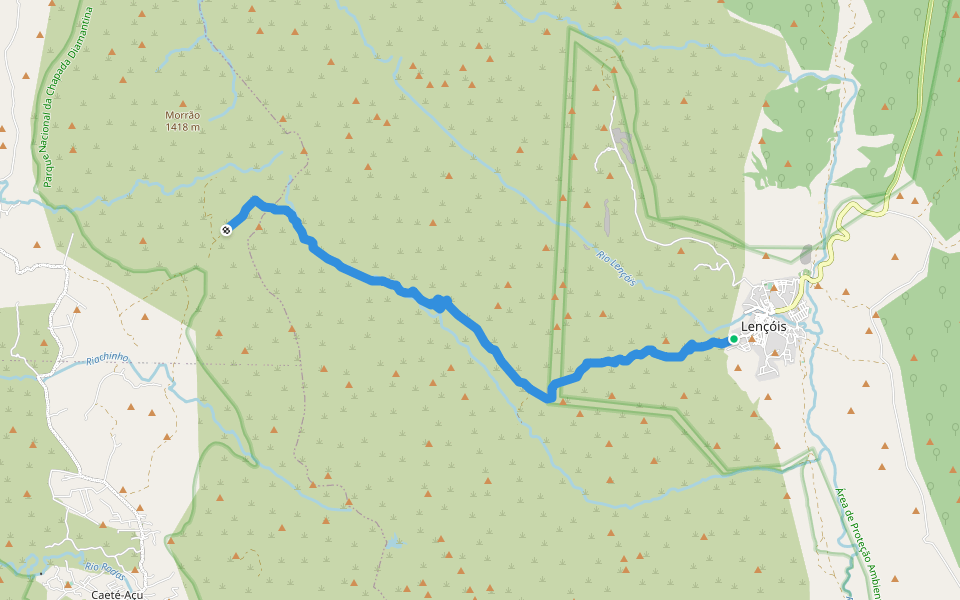 Trilha Capão-Lençóis walking route map in Lençóis