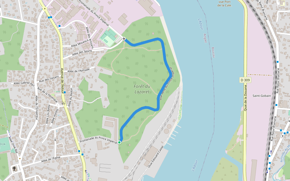 Voie Verte du Prince Impérial walking route map in Anglet