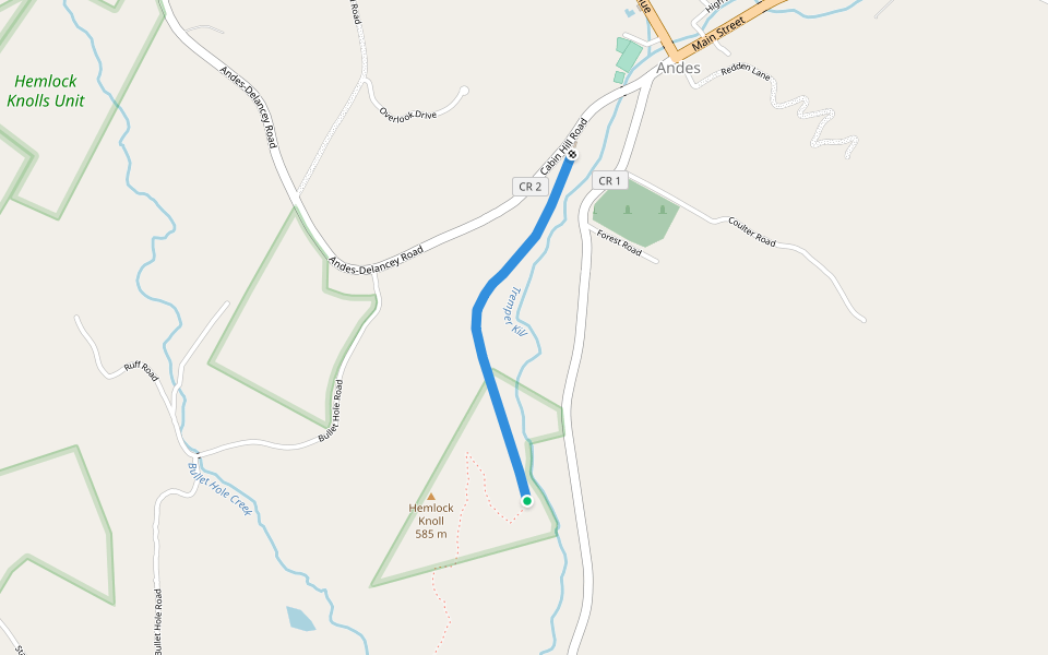 Andes Rail Trail walking route map in Andes