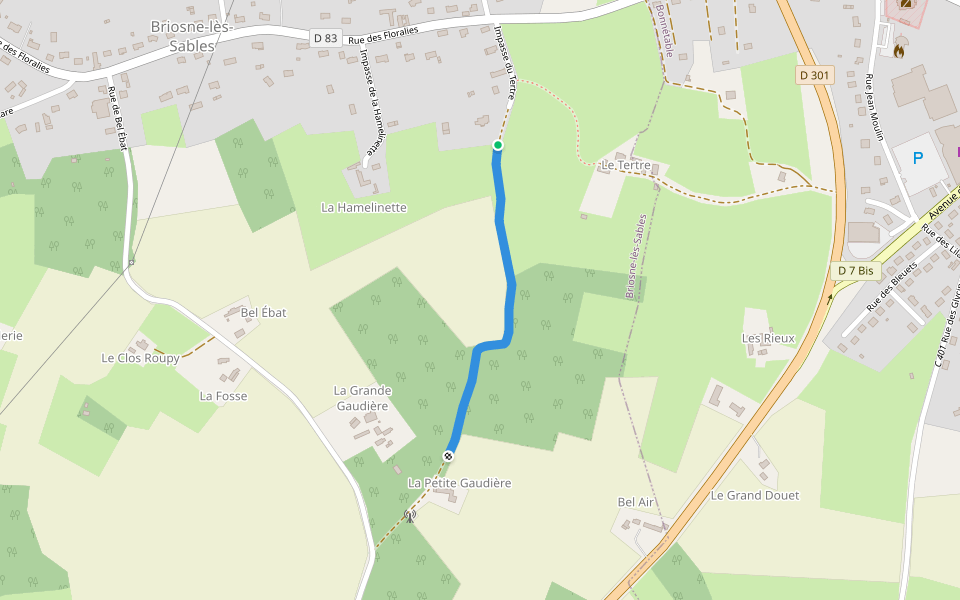 CR 13 walking route map in Briosne-lès-Sables