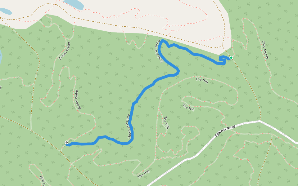 Down and Dirty walking route map in Oaks Estate