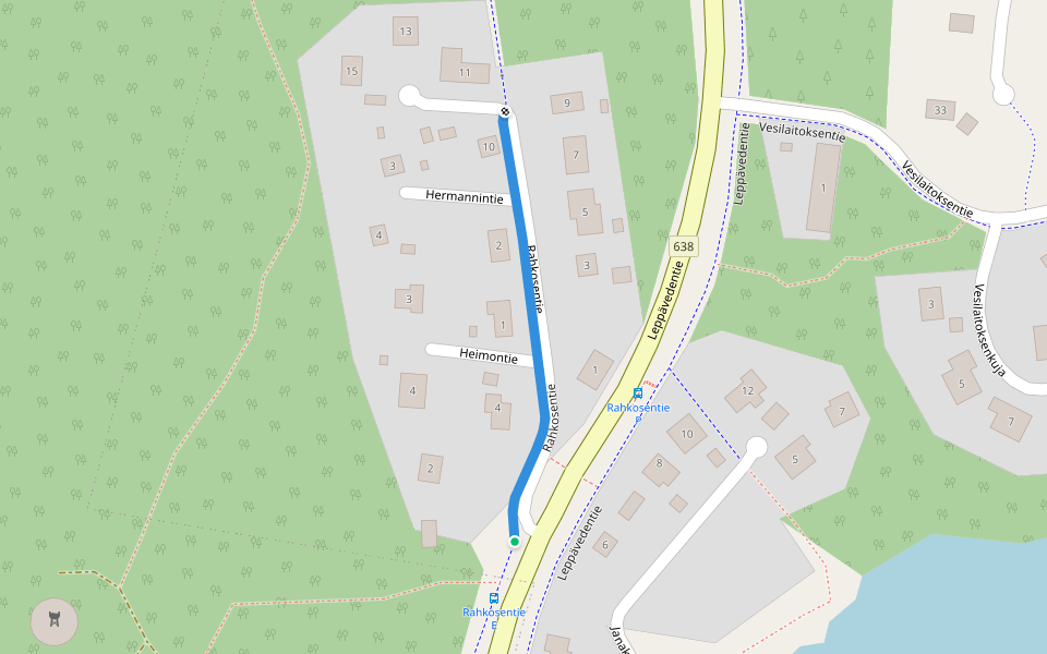 Rahkosentie walking route map in Jyväskylä