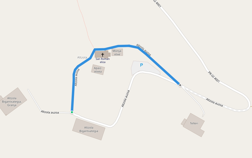 Altzola auzoa walking route map in Aia