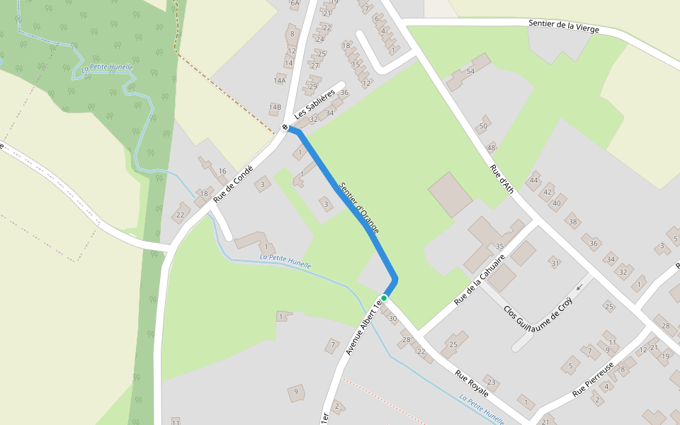 Sentier d'Orange walking route map in Chièvres