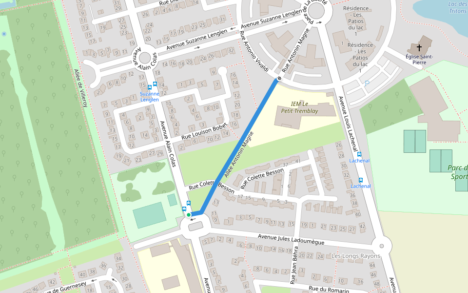 Allée Antonin Magne walking route map in Saint-Pierre-du-Perray