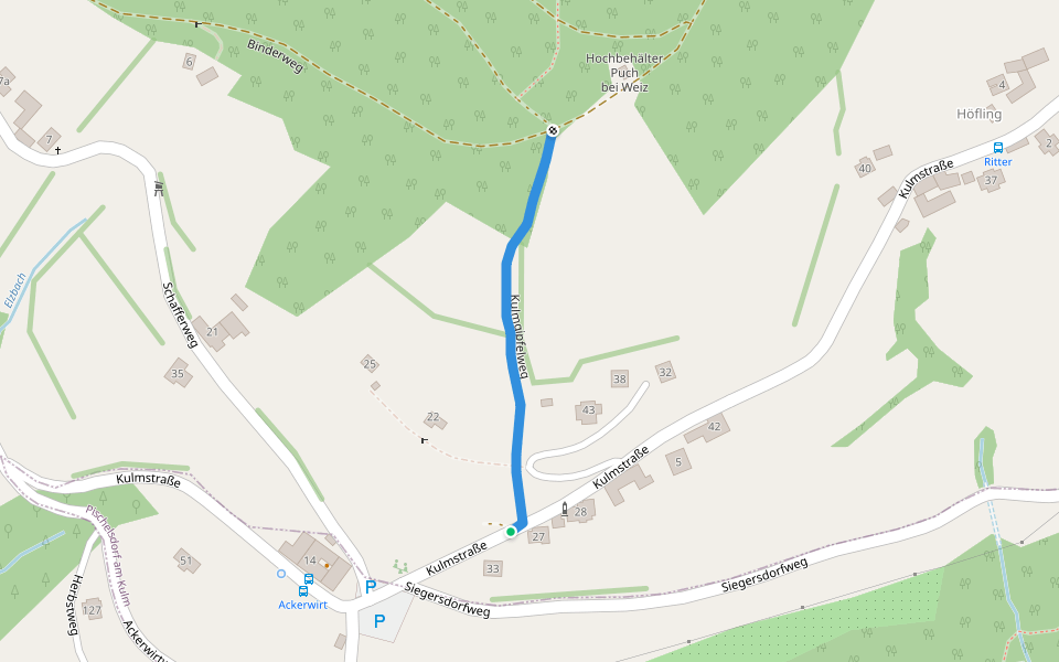 Kulmgipfelweg walking route map in Höfling