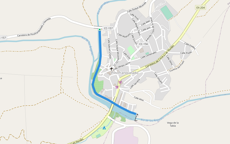 Paseo del Charco Morisco walking route map in Pinofranqueado