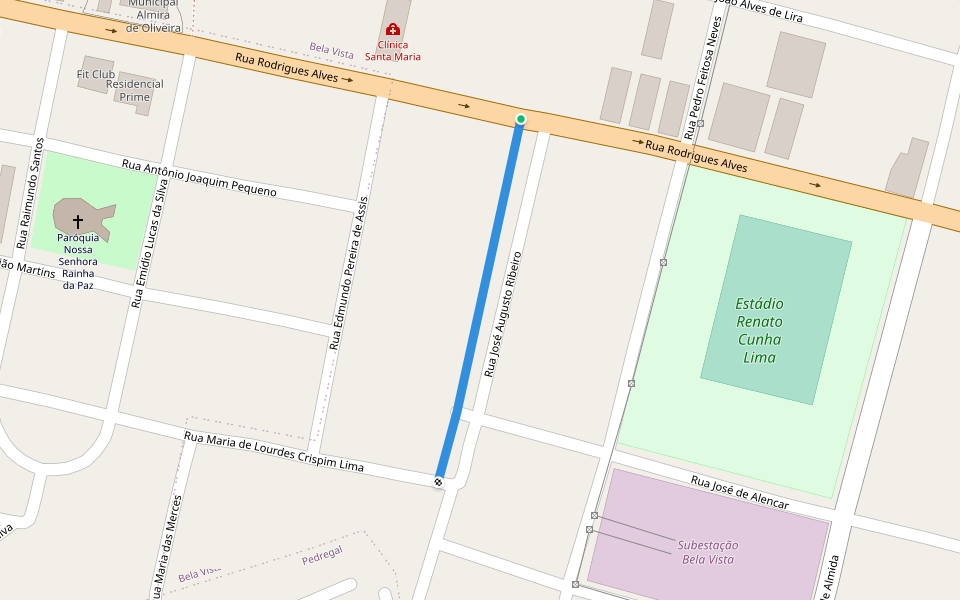 Rua José Augusto Ribeiro walking route map in Campina Grande