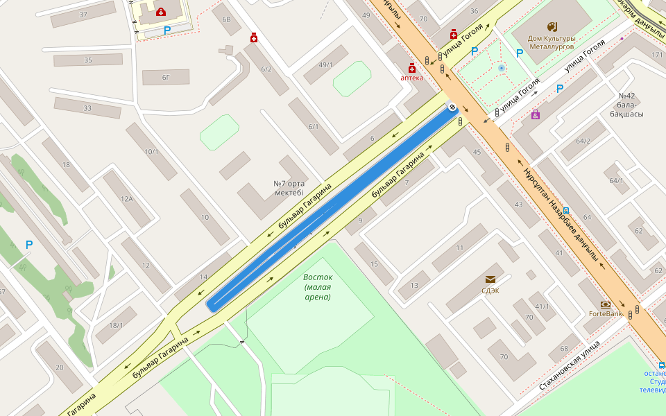 Бульвар walking route map in Gornaya Ulbinka