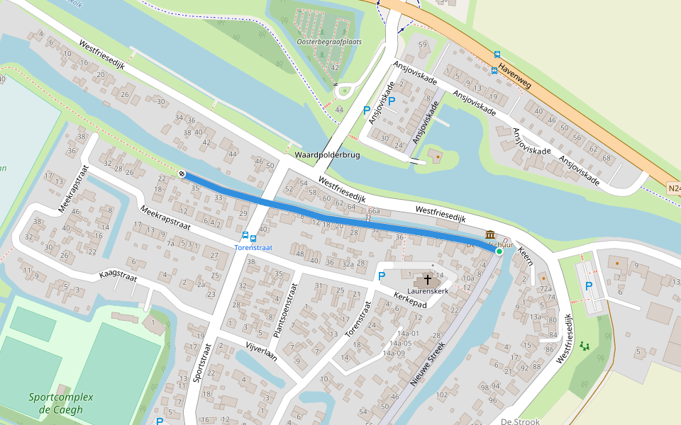 Oude Streek walking route map in Kolhorn