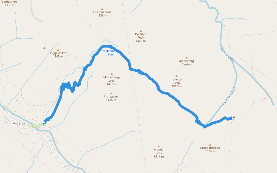 Middelberg walking route map in West Coast DC