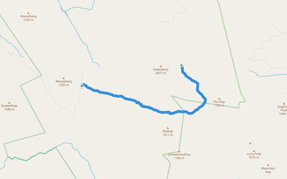 Donkerkloof walking route map in West Coast DC