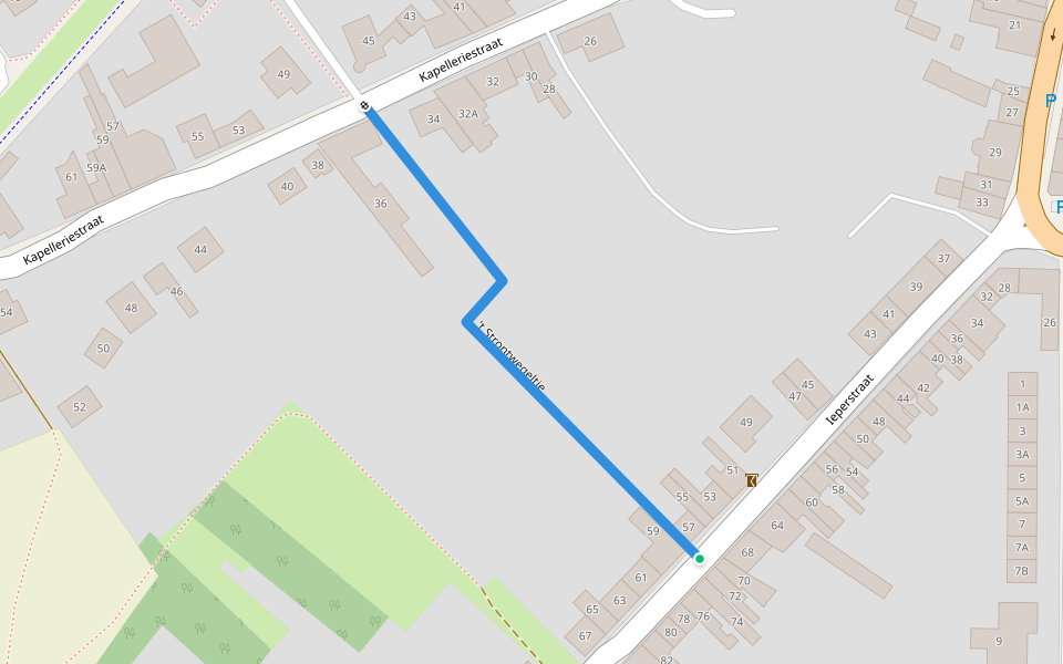 't Strontwegeltje walking route map in Staden