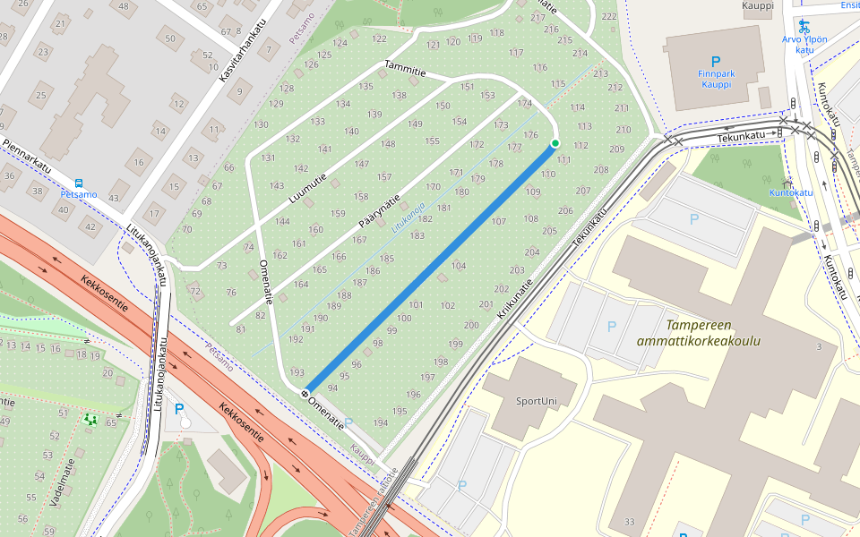 Kirsikkatie walking route map in Leppäkoski