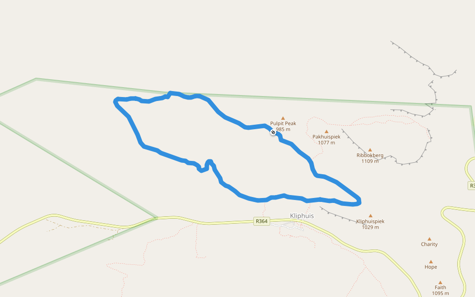 Perdefontein walking route map in West Coast DC