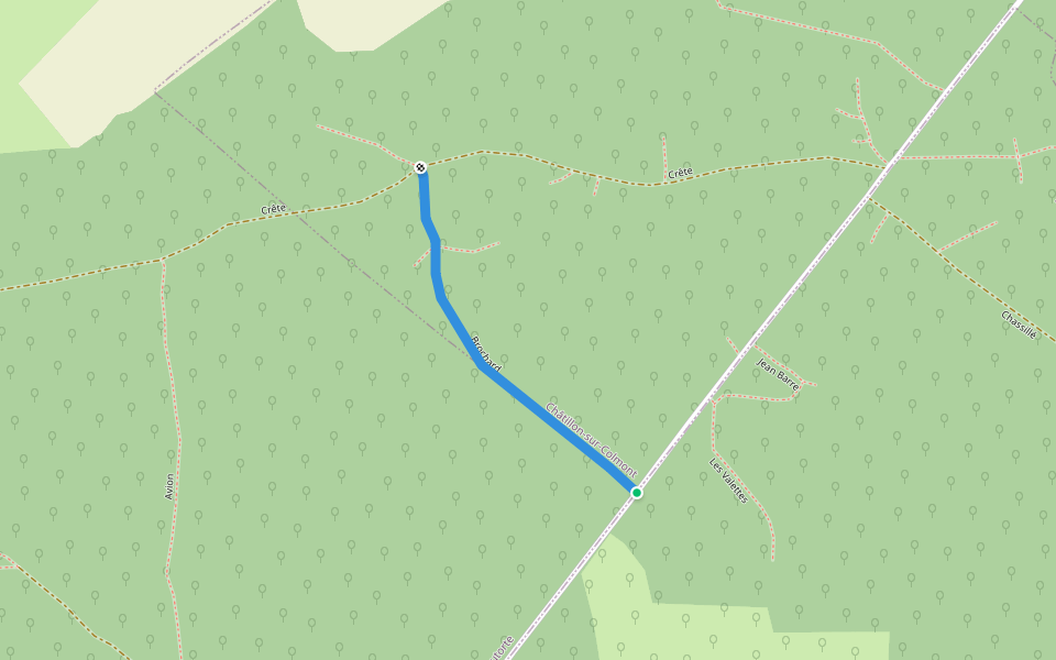 Brochard walking route map in Placé