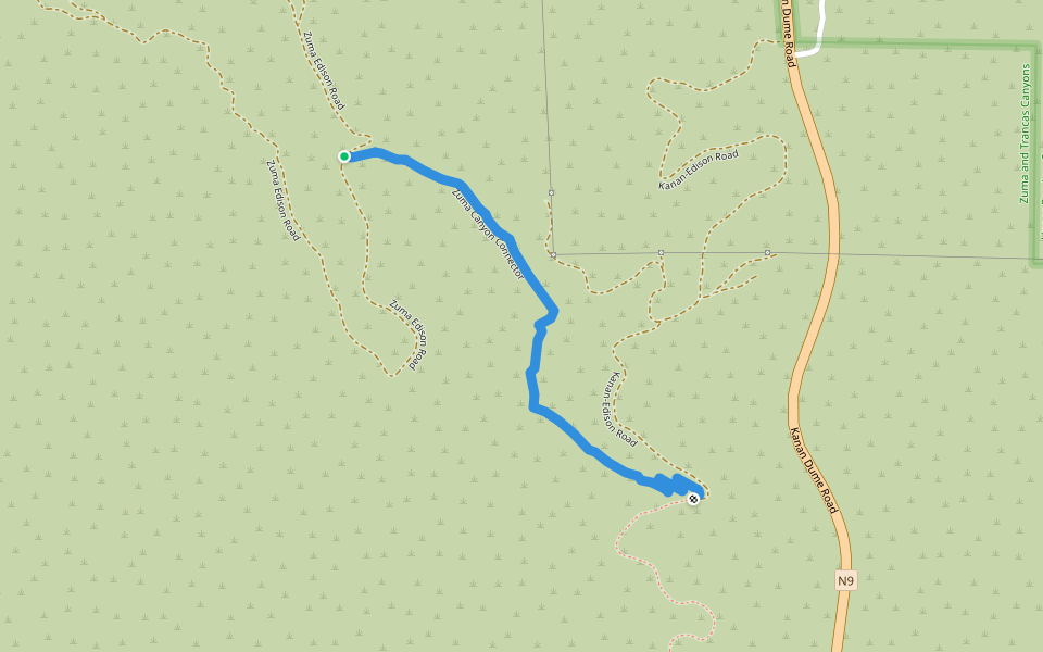 Zuma Canyon Connector walking route map in Malibu