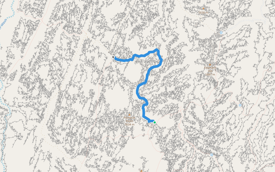 Devils Kitchen to Elephant Canyon Trail walking route map in Monticello