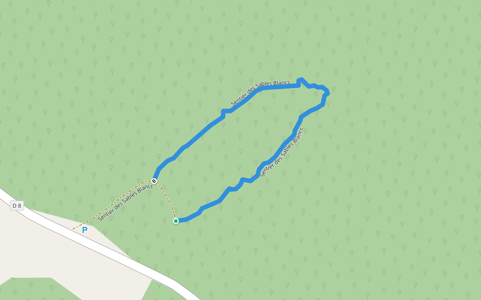 Sentier des Sables Blancs walking route map in Saul