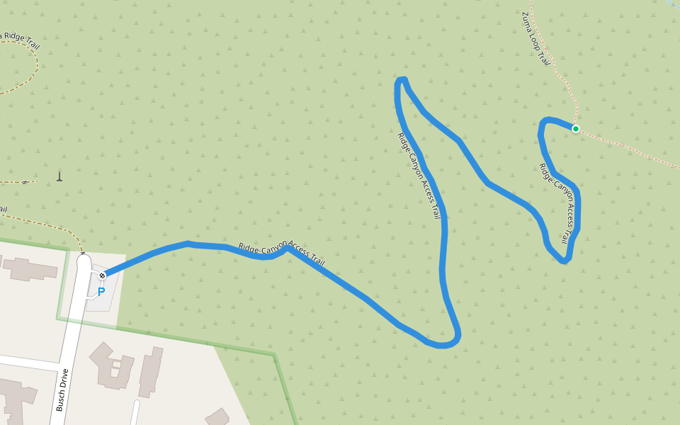 Ridge-Canyon Access Trail walking route map in Malibu