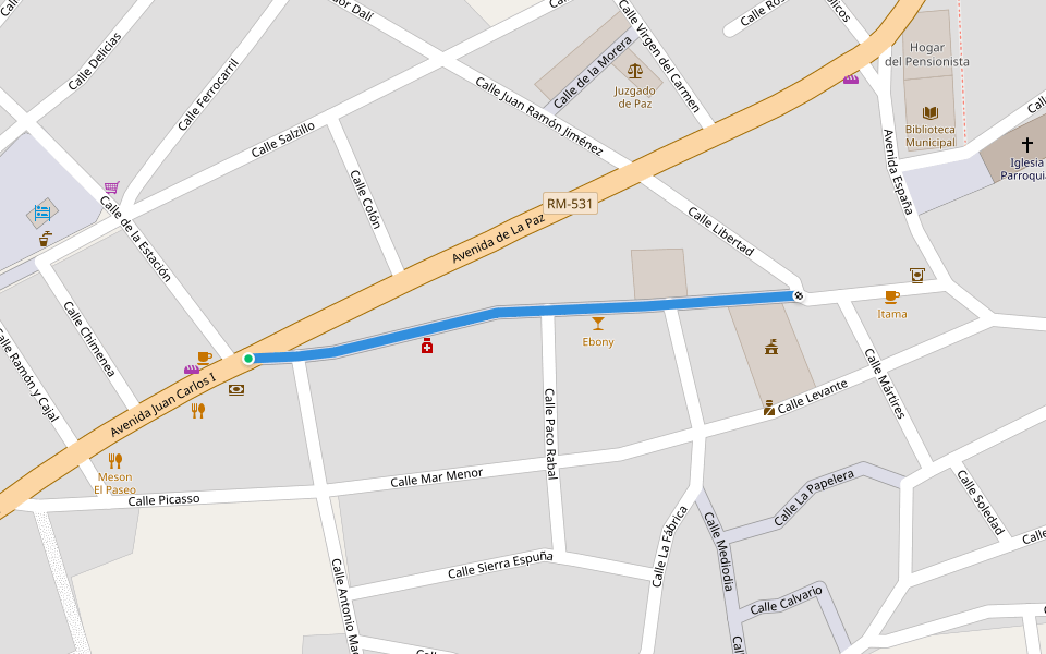 Avenida de La Constitución walking route map in Campos del Río