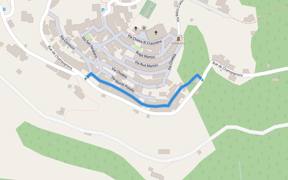 Via Terribli walking route map in Crasciana