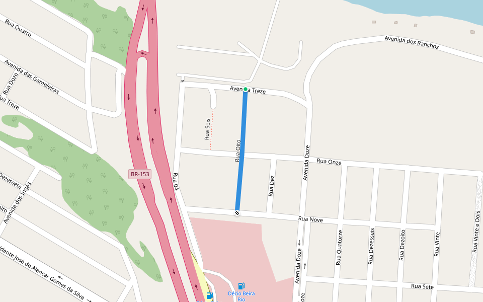 Rua Oito walking route map in Araporã