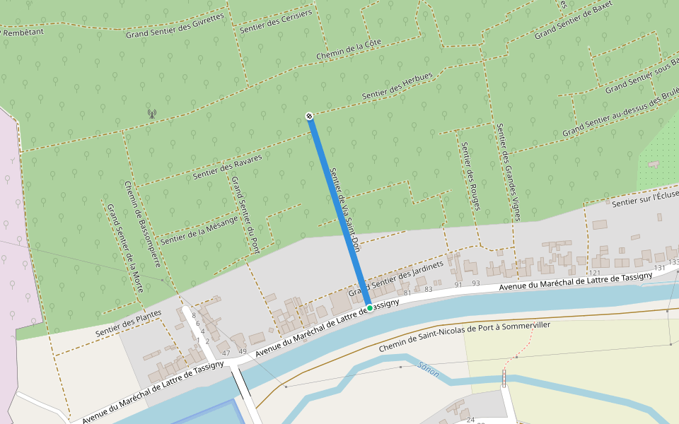 Sentier de Via Saint-Don walking route map in Dombasle-sur-Meurthe