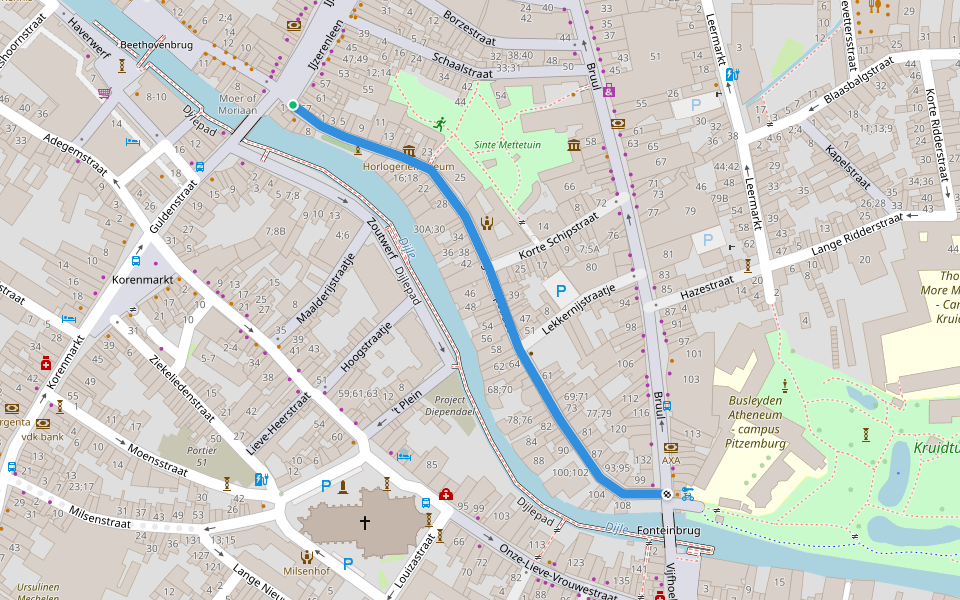 Lange Schipstraat walking route map in Mechelen