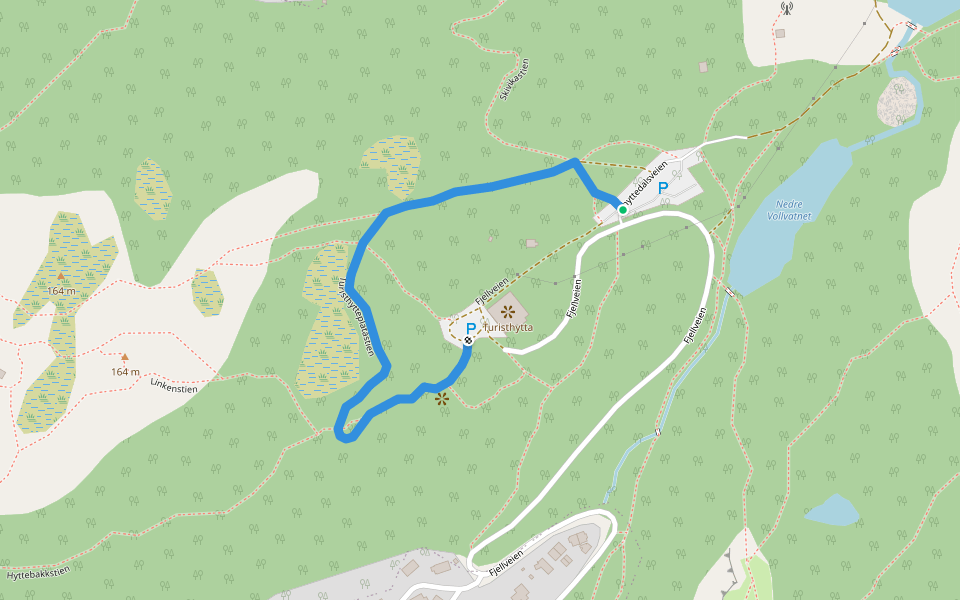 Turisthytteplatåstien walking route map in Bodø