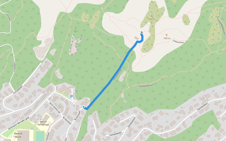 Årnesveistien walking route map in Bodø