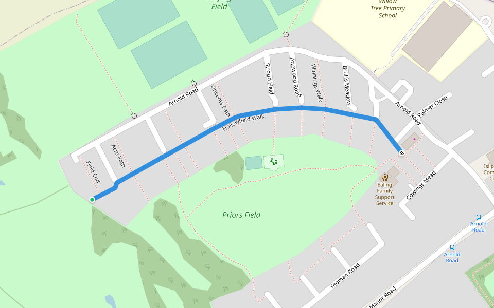 Hollowfield Walk walking route map in Northolt